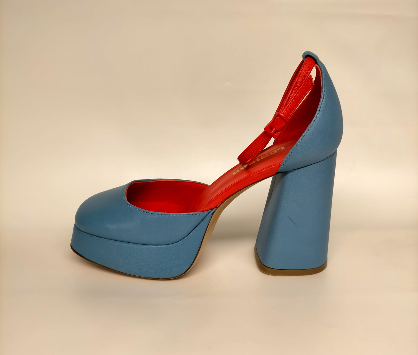 Sandali LONIGRO con plateau in pelle carta da zucchero